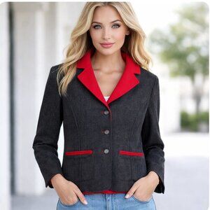 Pendleton Reversible Jacket Black/Red Merino Wool Size Small petite NWT